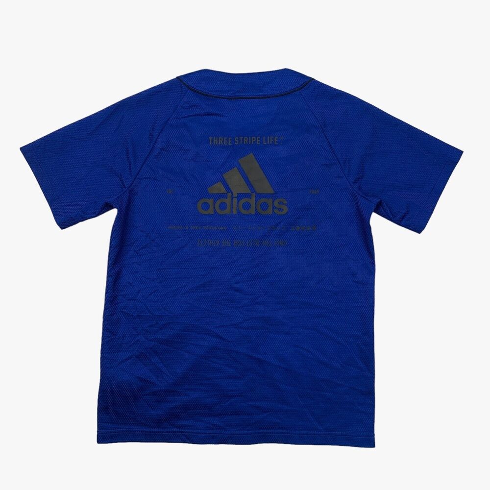 Adidas Baseball Jersey Mens S Small Royal Blue Baseball Snap Button V Neck